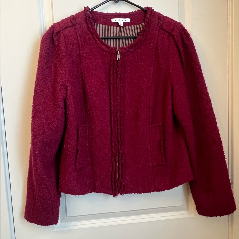 Cabi 530 Britt Jacket Boucle Textured Zipper Blazer size 12